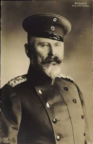 Ak Wilhelm II. König von Württemberg, Portrait in Uniform, Schirmmütze