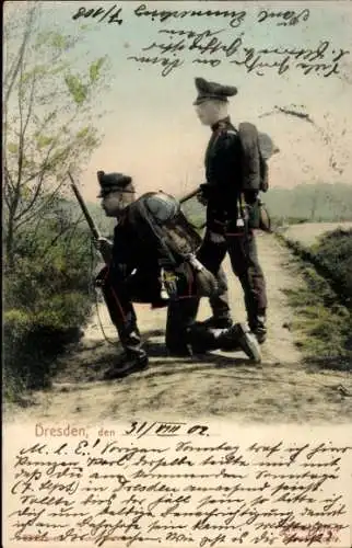 Ak Dresden Neustadt, Soldaten bei einer Übung, Jäger Batl.