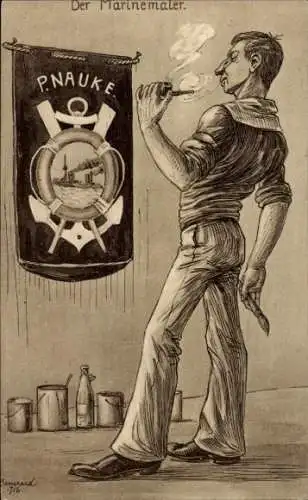 Ak Künstler Ak Der Marinemaler, P. Nauke, Seemann