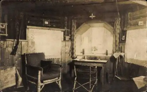 Foto Ak Zimmer des Batl. Führers Oberstleutnant Rumpf im Westfalen Lager