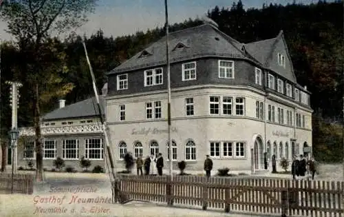 Ak Neumühle an der Weißen Elster Thüringen, Gasthof Neumühle