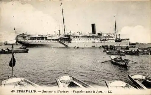 Ak Port Said Ägypten, Dampfer im Hafen
