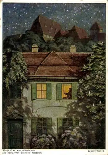 Künstler Ak Einbeck W., Nacht ist es: nun reden lauter..., Wohnhaus