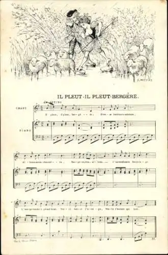 Lied Ak Il pleut il pleut bergère, Fabre d'Églantine