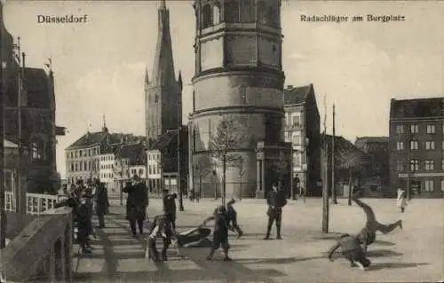 Ak Düsseldorf, Radschläger am Burgplatz