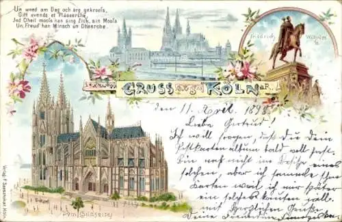 Litho Köln am Rhein, Friedrich Wilhelm-Denkmal, Dom