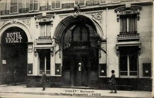 Ak Paris IX, Hotel-Restaurant Violet, Rue du Faubourg Poissonnière