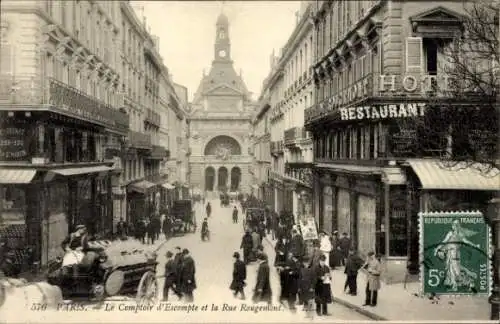 Ak Paris IX, Comptoir d’Escompte, Rue Rougemont