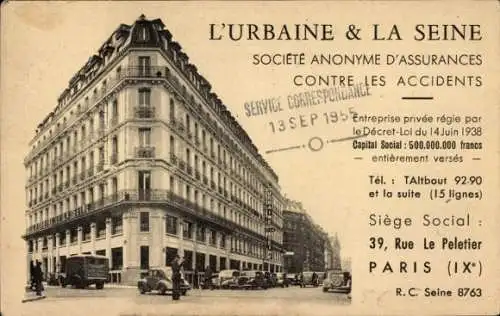 Ak Paris IX, Rue le Peletier, Hauptsitz, L’Urbaine an der Seine