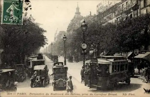 Ak Paris IX, Boulevard des Italians, aufgenommen von Carrefour Drouot