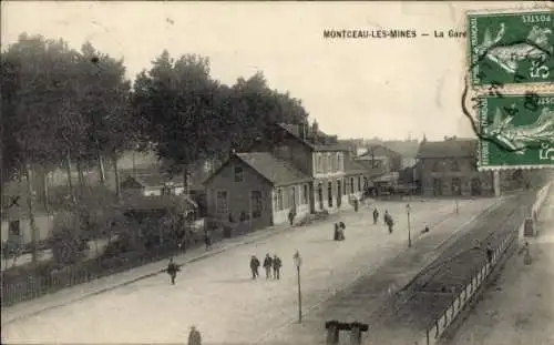 Ak Montceau les Mines Saône et Loire, Bahnhof