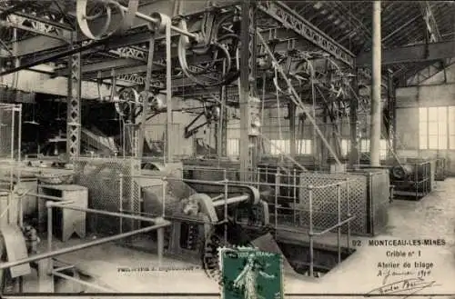 Ak Montceau les Mines Saône et Loire, Bildschirm Nr. 1, Sortierwerkstatt