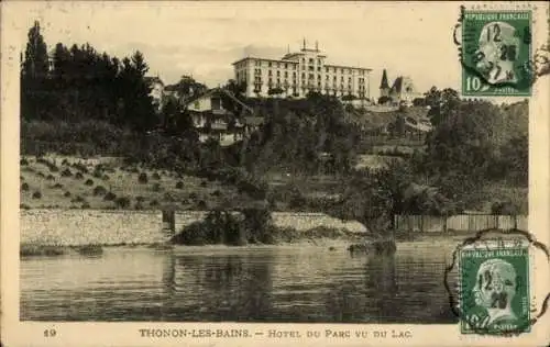 Ak Thonon les Bains Haute Savoie, Hotel du Parc vu du Lac