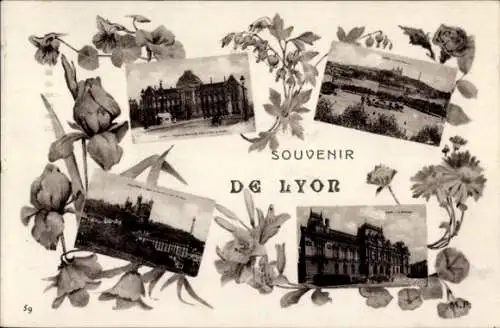 Ak Lyon Rhône, Gebäude, Blumen
