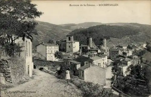 Ak Rochetaillée Loire, Blick über den Ort