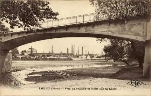 Ak Imphy Nievre, Vue de l'Usine et Pont sur la Loire