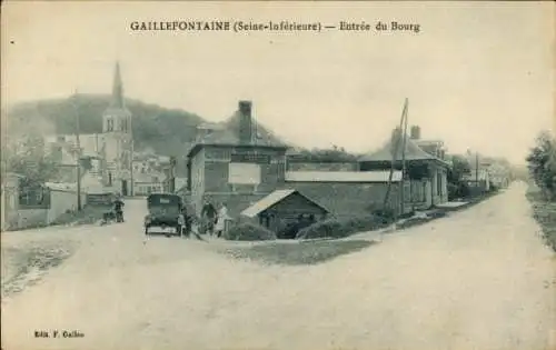 Ak Gaillefontaine Seine Maritime, Entree du Bourg