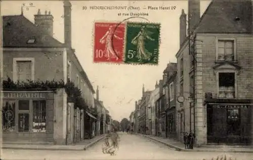 Ak Henrichemont Cher, Place Henri IV, Rue Dauphine
