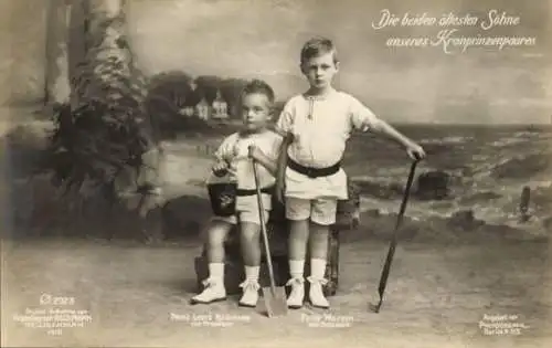 Ak Die beiden ältesten Söhne des Kronprinzenpaares, Prinz Wilhelm von Preußen, Louis Ferdinand