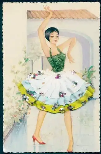 Stoff Glitzer Künstler Ak Tänzerin, Glitzernder Rock, Portrait