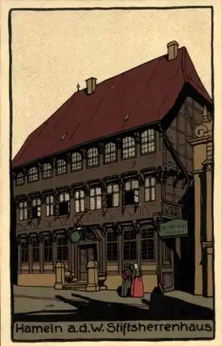 Steindruck Ak Hameln a.d. Weser, Stiftsherrenhaus