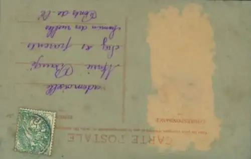 Zelluloid Ak Glückwunsch 1. April, Fisch, Veilchen