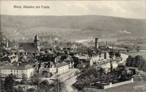 Ak Hann. Münden in Niedersachsen, Teilansicht mit Fulda