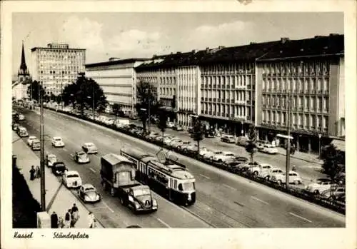 Ak Kassel in Hessen, Ständeplatz, Straßenbahn, Autos, Lastwagen