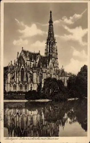 Ak Stuttgart in Württemberg, Johanniskirche, Feuersee