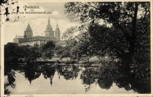 Ak Osnabrück in Niedersachsen, Dom, Blick vom Herrenteichswall