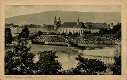 Ak Höxter in Westfalen, Schloss Corvey, Brücke, Weser