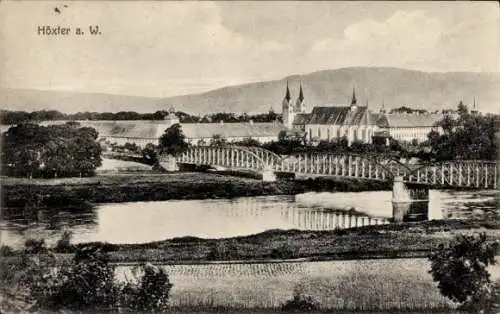 Ak Höxter an der Weser, Teilansicht, Brücke