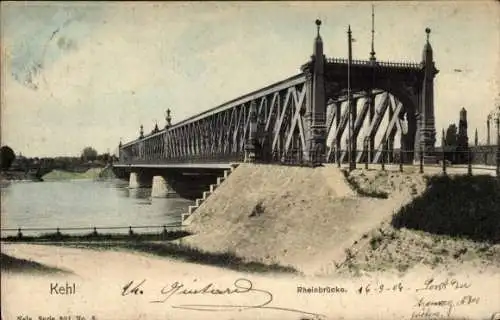 Ak Kehl am Rhein, Rheinbrücke