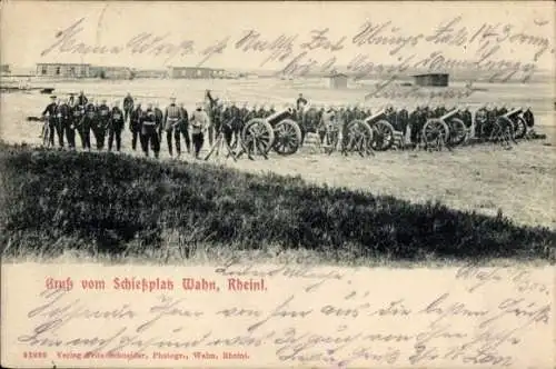 Ak Wahn Köln, Schießplatz Wahn, Kanonen, Uniformen