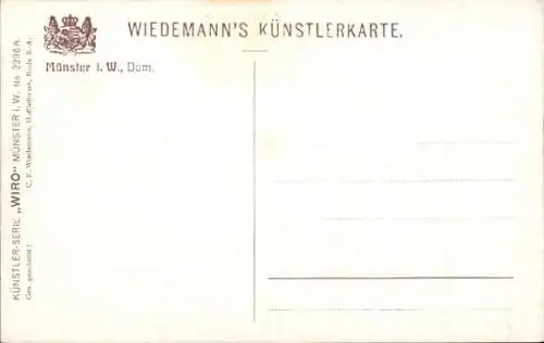 Künstler Ak Münster in Westfalen, Blick auf den Dom, Wiro 2296 A