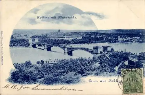 Ak Koblenz am Rhein, Teilansicht, Rheinbrücke