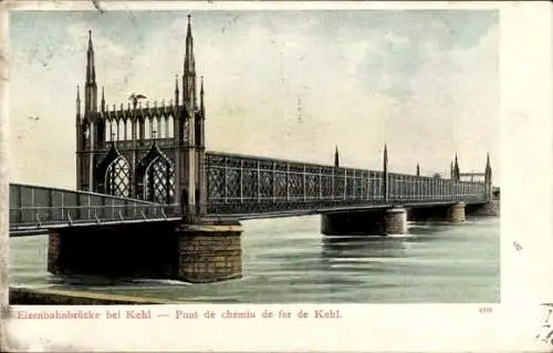 Ak Kehl am Rhein, Eisenbahnbrücke