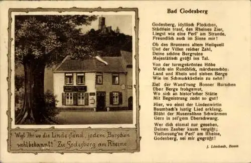 Ak Bad Godesberg Bonn am Rhein, Godesburg, Gedicht von J. Limbach