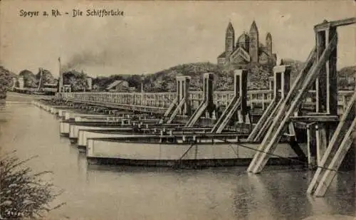 Ak Speyer am Rhein, Schiffbrücke
