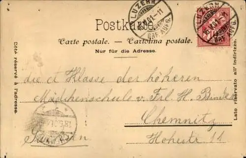 Ak Luzern Stadt Schweiz, Totale mit Pilatus, Kirche