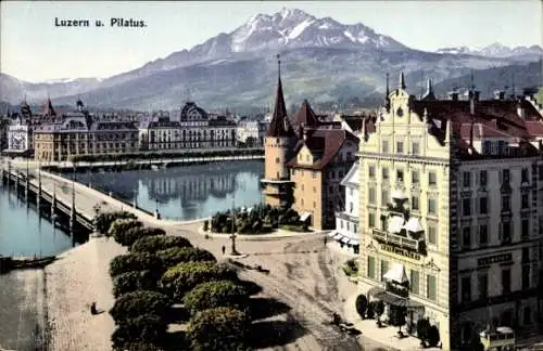 Ak Luzern Stadt Schweiz, Teilansicht, Pilatus