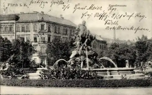 Ak Fürth in Mittelfranken Bayern, Kunstbrunnen