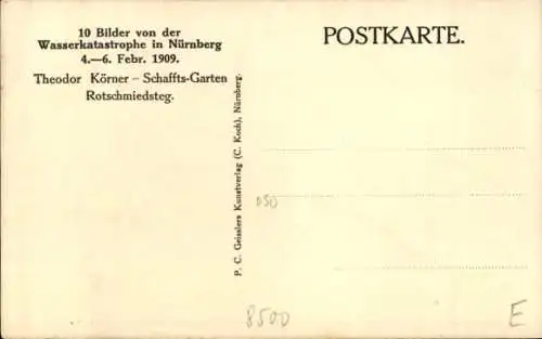 Ak Nürnberg in Mittelfranken, Theodor Körner - Schaffts-Garten Rotschmiedsteg