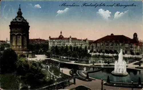 Ak Mannheim in Baden, Friedrichsplatz, Rosengarten, Fontäne