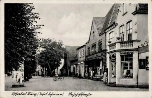 Ak Burg auf der Insel Fehmarn, Bahnhofstraße, Geschäft Tabakwaren, Litfasssäule