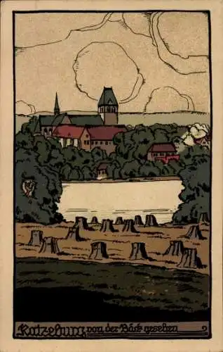 Steindruck Ak Ratzeburg im Herzogtum Lauenburg, Von der Bäck gesehen