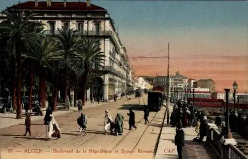 Ak Algier Algier Algerien, Boulevard de la République und Square Bresson