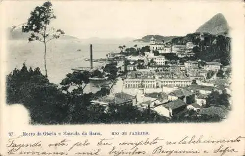 Ak Rio de Janeiro Brasilien, Morro da Gloria e Entrada da Barra