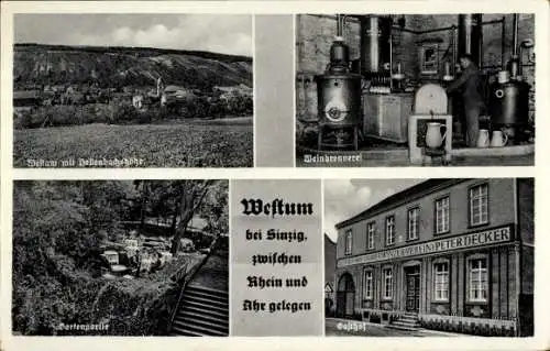 Ak Westum Sinzig am Rhein, Weinbrennerei, Gasthaus Peter Decker, Hellenbachshöhe
