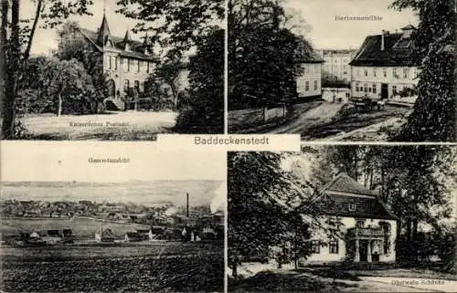 Ak Baddeckenstedt Niedersachsen, Postamt, Bierbaumsmühle, Gesamtansicht, Obstweinschänke